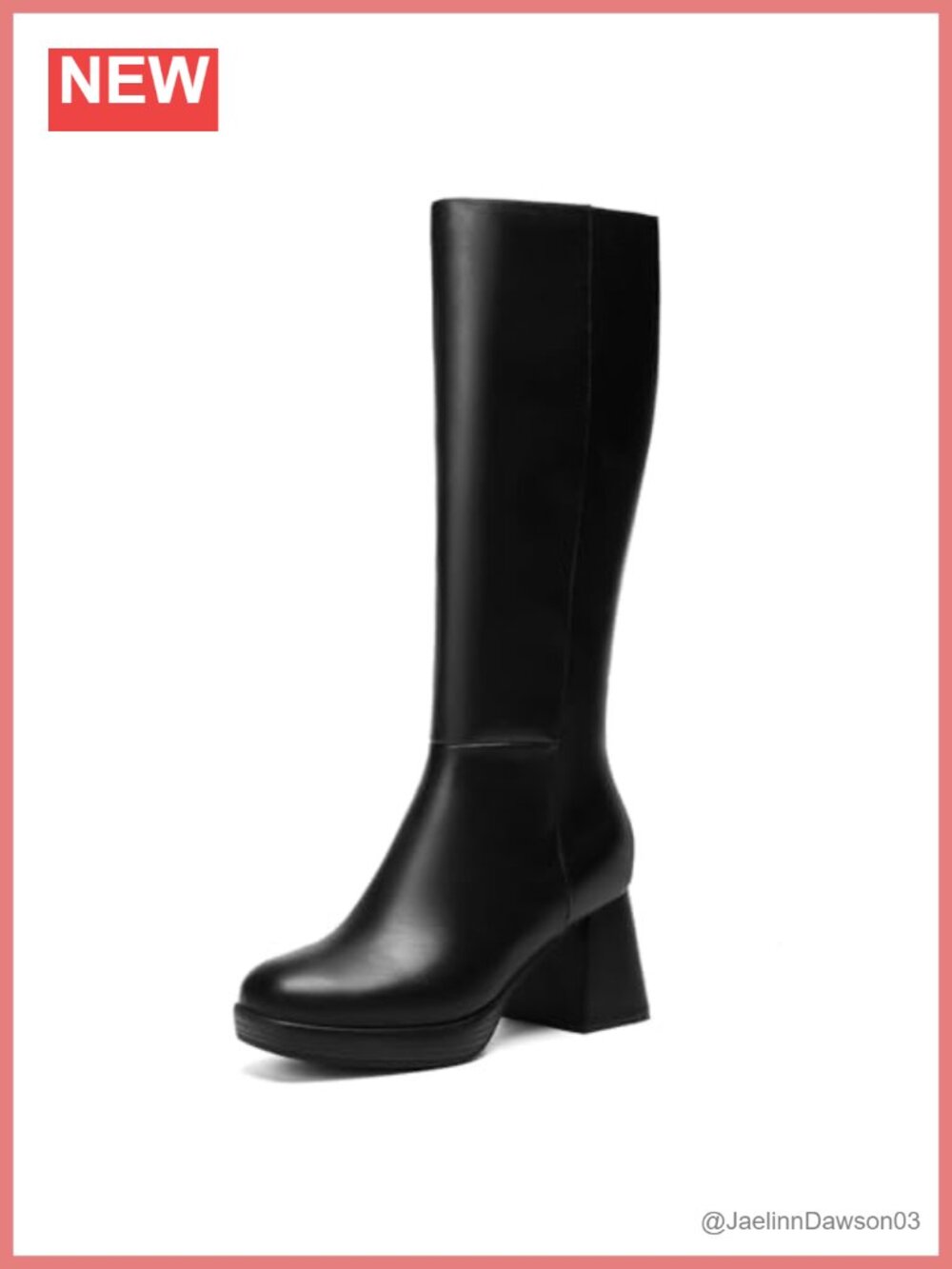 Women's Wide Calf Knee High Platform Boots Chunky Block Heel Square Toe Faux